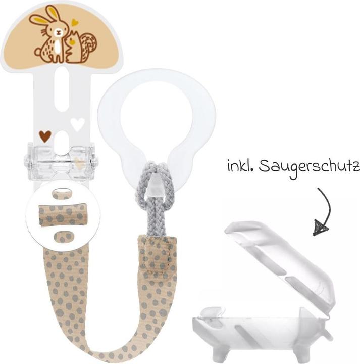 MAM Schnullerketten Schnullerband Clip it! mit Cover - Hase (1 x, from birth)