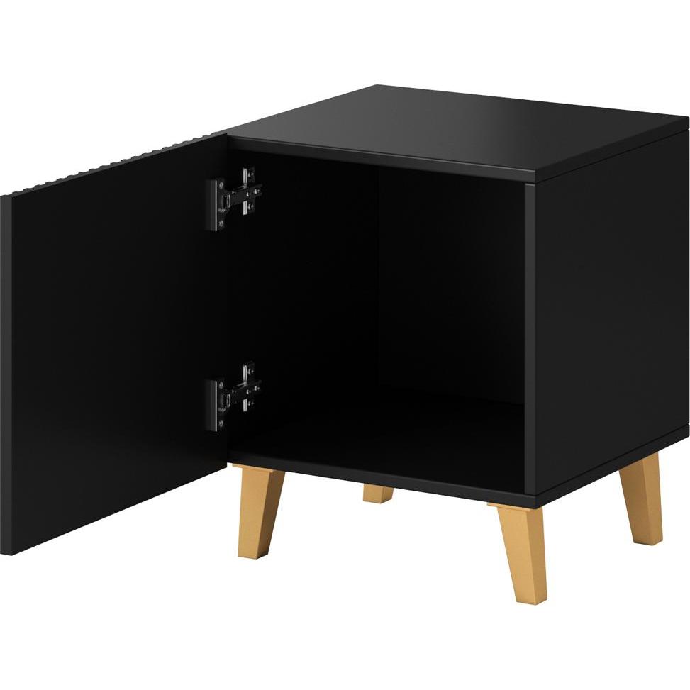 Cama, Comodino, Comodino PAFOS 2 pezzi 45x40x51 cm nero opaco (45 x 40 x 51 cm)