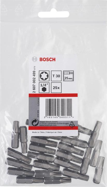 Produktbild Bosch Professional Zubehör Schrauberbit Extra-Hart T30, 25 mm, 25er-Pack (T30)