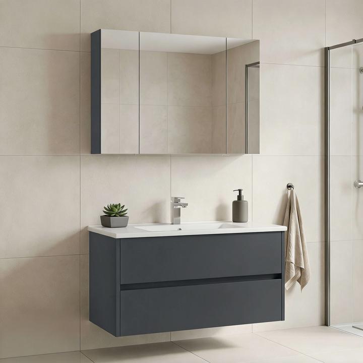Produktbild Homitis Side 100 v3 Bathroom Cabinet With Sink & Mirror Set (2 Pieces)