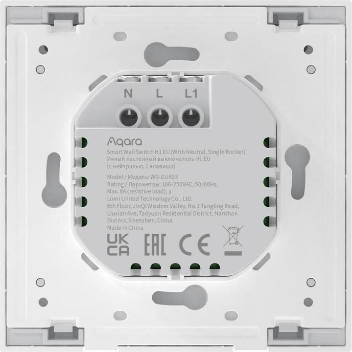 Immagine prodotto Aqara Smart Wall Switch H1 Grau With Neutral, Single Rocker (Zigbee)