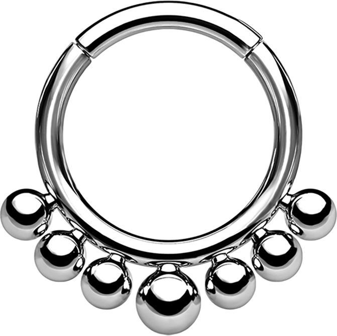 Produktbild Star Piercing Micro Segmentring klappbar silber sieben Kugeln (Titan, ohne Messing)