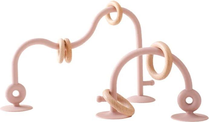 Activity Board Anello di legno per bambini, morbido giocattolo da dentizione in silicone senza BPA per bambini che