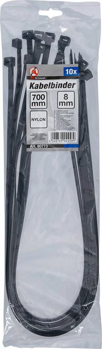 Produktbild BGS Kabelbinder-Sortiment schwarz 8,0 x 700 mm 10-tlg. (Kunststoffkabelbinder, 700 mm, 10 Stk.)