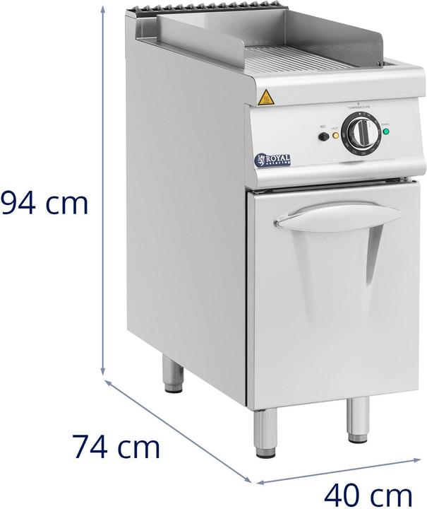 Actual product image Royal Catering Electric Grill Plate - 5.4 kW - ribbed - base cabinet - 40 x 70 cm - Pro 730 Series - (5.40 kW)