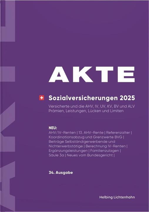 Image du produit AKTE Sozialversicherungen 2025 (Allemand, Ulrich Kurmann, Rudolf Keiser, 2024)