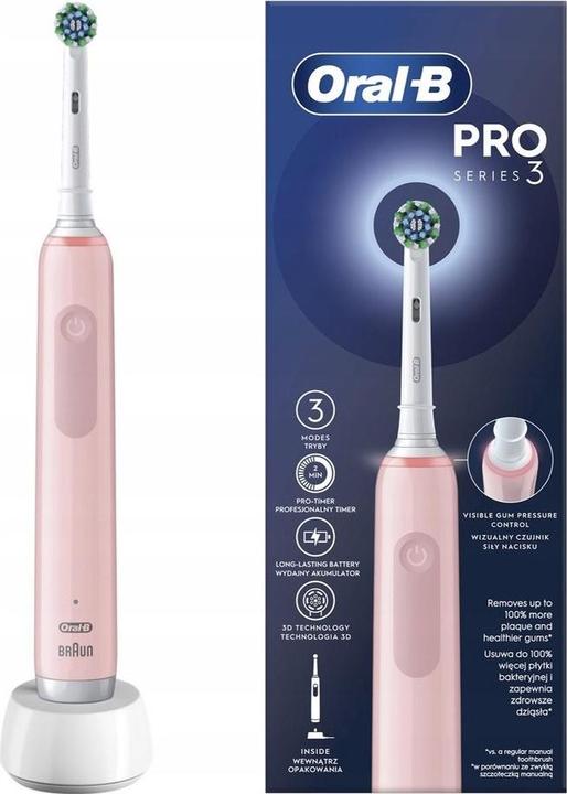 Produktbild Oral-B Pro 3 Pink Cross Action różowy (Oszillierende Zahnbürste)