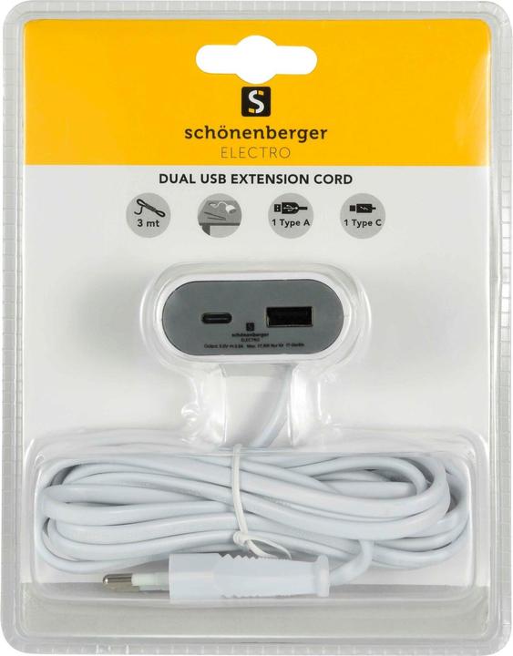 Actual product image Schönenberger Power strip (2 x, USB-A, 3 m)