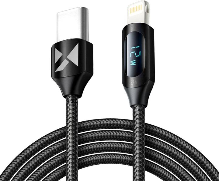 Image du produit Wozinsky Câble USB-C - Lightning WUCLC2 avec écran LED 36W 2m - Noir (2 m, USB 2.0, 36 W)
