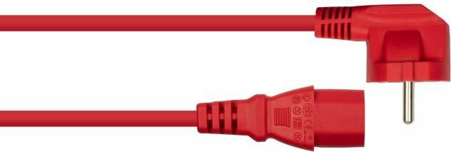 Produktbild Kabelmeister Netzkabel Schutzkontakt-Stecker Typ E+F (90° gew.) an Kaltgeräte-Buchse C13, rot, 1,00 (5 m)