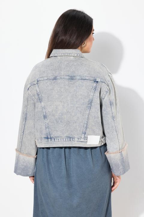 Immagine prodotto Ulla Popken Giacca di denim elasticizzato con collo da camicia e maniche lunghe (58)