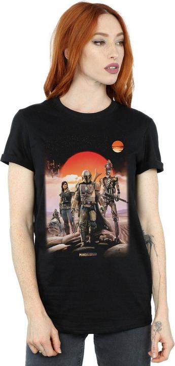 Actual product image Star Wars Womens/Ladies The Mandalorian Warriors Cotton Boyfriend T-Shirt (XL)