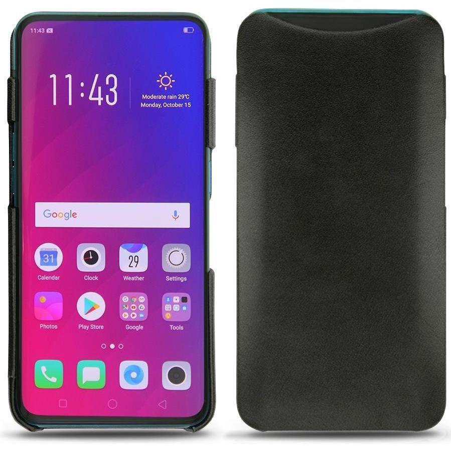 Noreve Lederschutzhülle (Oppo Find X), Smartphone Hülle, Schwarz
