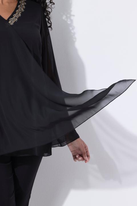 Actual product image Ulla Popken Layered Pointed Hem Chiffon Blouse (54)