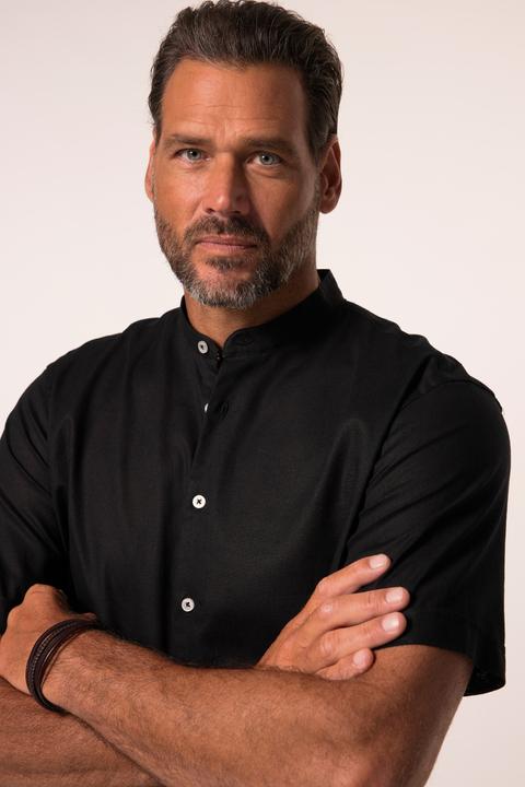 Image du produit JP1880 Chemise en lin mélangé, manches courtes et col officier, coupe Modern Fit (L)