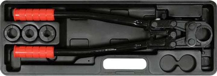 Produktbild Yato Profi Rohrpresszange 4-teilig, für Verbundrohre PE RT PEX Al PEX PEX-AI-PEX Aluminium, 16-26 mm (420 mm)