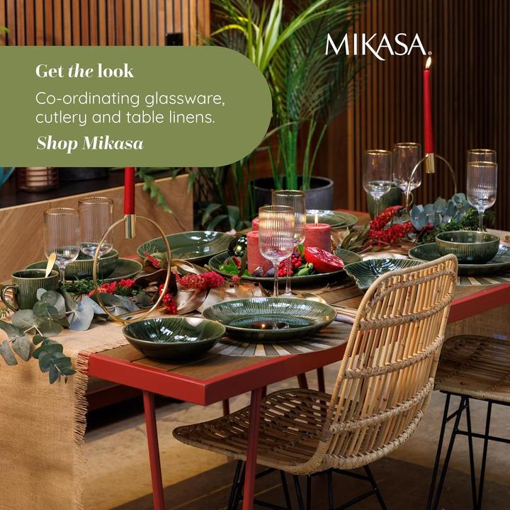 Actual product image Mikasa Jardin 12-Piece Stoneware Dinner Set, Green (12 pcs.)