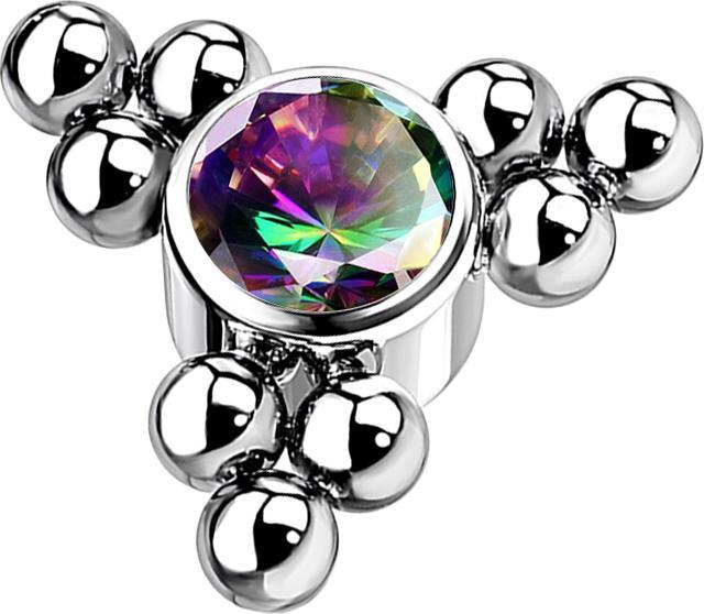 Image du produit Star Piercing Dermal Anchor argent boules triangle avec cristal sombre multicolore (sans laiton, Titane)