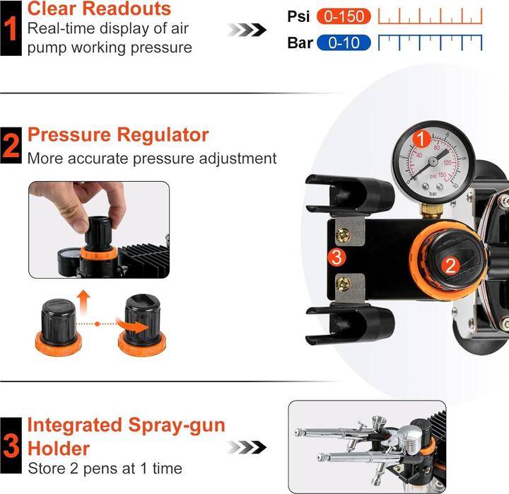 Actual product image Vevor Dual Action Airbrush Spray Gun Set