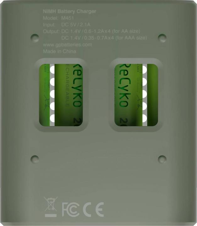 Produktbild GP Batteries ReCyko M451/270 4-Port USB Ladegerät inkl.4xAA NiMh 2600mAh (5 Stk., AA, AAA, 2600 mAh, Ladegerät inkl. Akku)