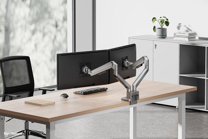 Produktbild Neomounts Tischhalterung duo 100x100 9kg/17-32"/silber/voll beweglich (Tisch, 32", 9 kg)