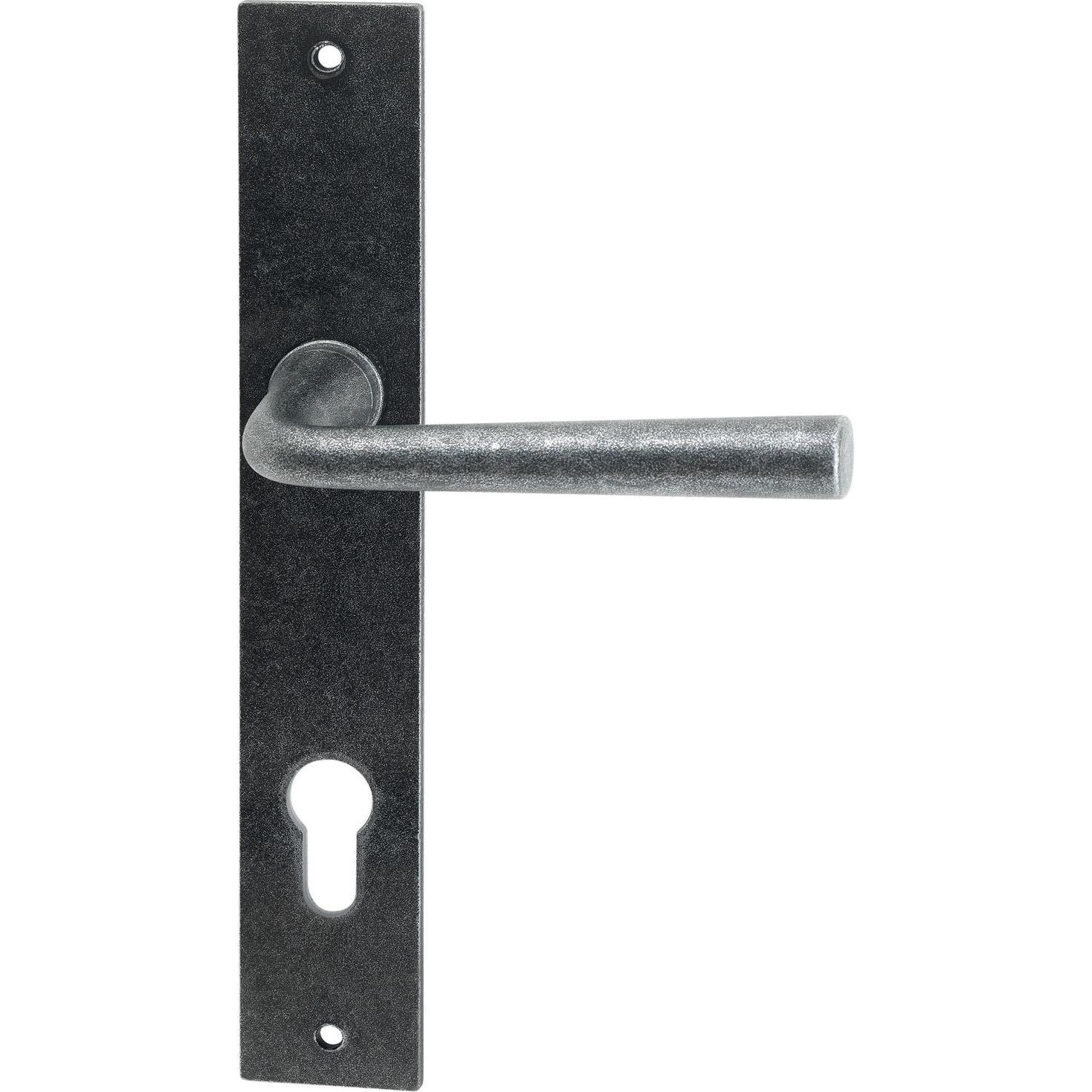 Thumbnail - Halcö, Türgriff + Fenstergriff, Türbeschlag Söll auf Schild PZ 88 schwarz passiviert (Türschild)