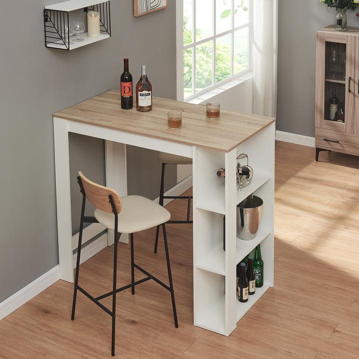 Produktbild En.Casa Bartisch Danderyd 120x60x106 cm mit 3 Ablagefächern Weiss/Eicheoptik