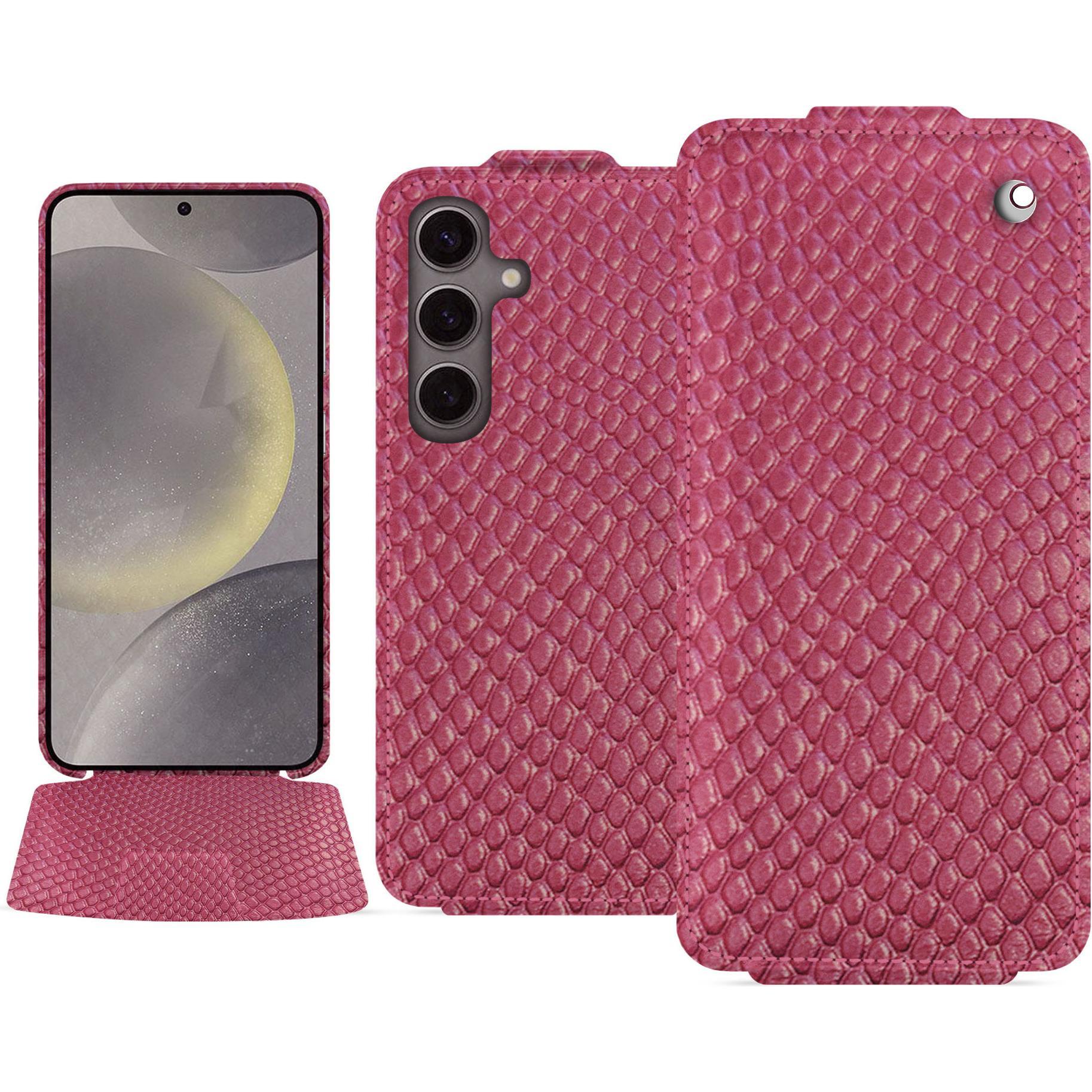 Noreve Lederschutzhülle vertikal (Samsung Galaxy S24), Smartphone Hülle, Rosa