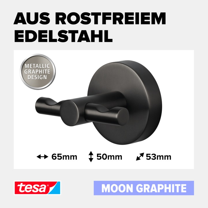 Produktbild tesa ® MOON Bademantelhaken in Graphite