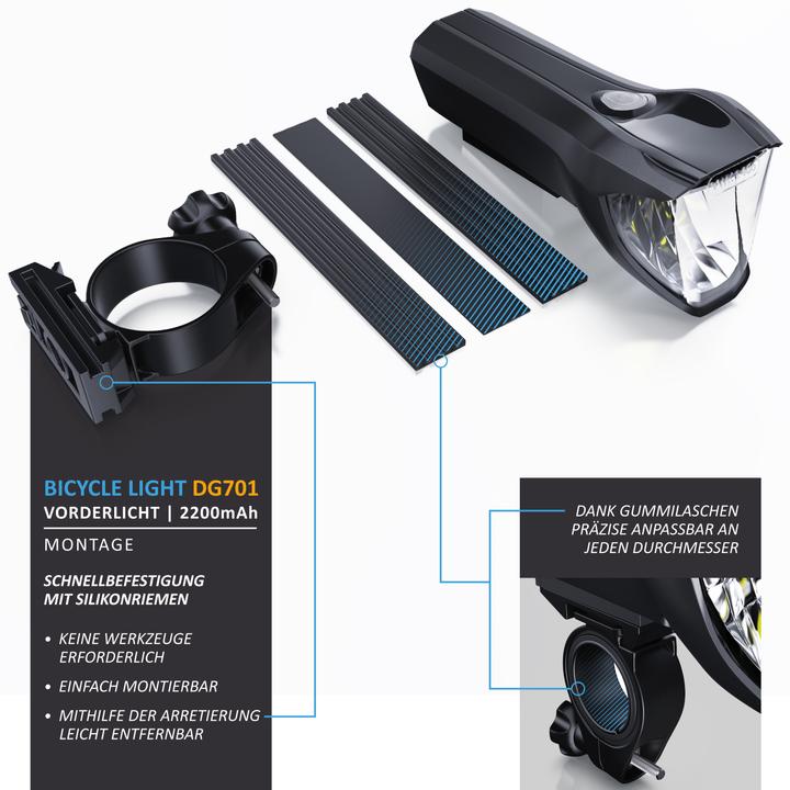 Produktbild Aplic LED Fahrradlicht, Frontlicht, Akku Fahrrad Vorderlicht mit 50 LUX, Velolicht, StVZO zugelassen (300 lm)