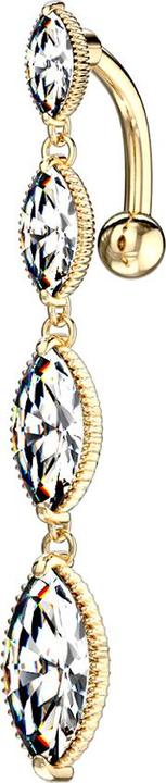 Immagine prodotto Star Piercing Banana placcata oro 14k con ciondolo quattro gocce di cristallo argento (Ottone, Acciaio chirurgico 316L)