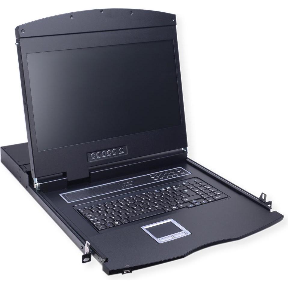 Value KVM-Konsole mit KVM-Switch - 8 Anschlüsse - USB - Französisch - 48 cm (19"), KVM Switch, Schwarz