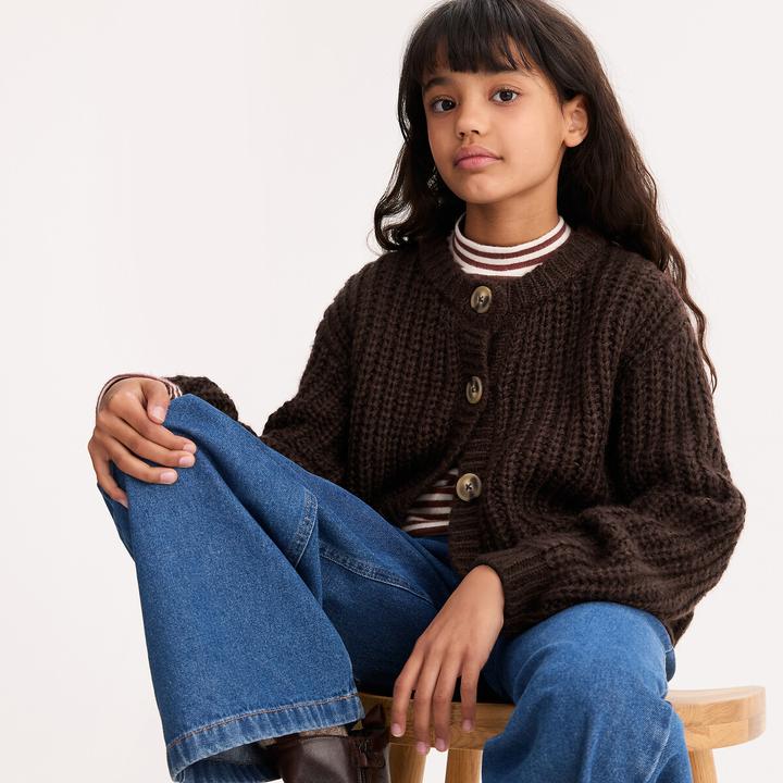 Actual product image La Redoute Collections Grobstrickjacke mit rundem Ausschnitt und Knopfleiste (140)