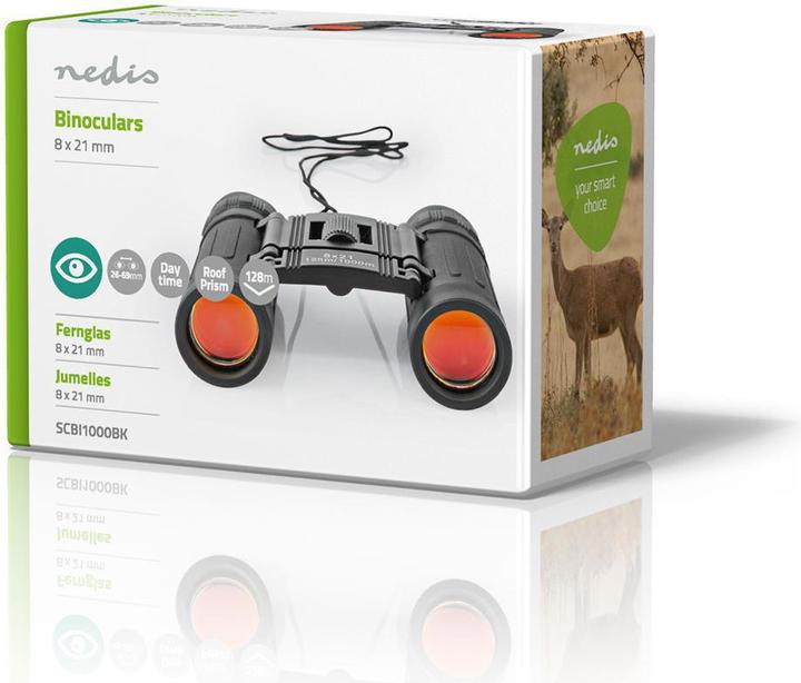 Image du produit Nedis SCBI1000BK Jumelles Grossissement : 8 Diamètre de l'objectif : 21 mm Distance interpupillaire : (8x, 21 mm)