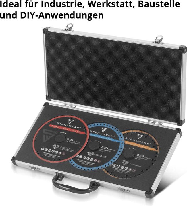 Produktbild Stahlwerk Diamant Trennscheiben 3er Set Universal Sägeblatt 125 x 22,23 mm