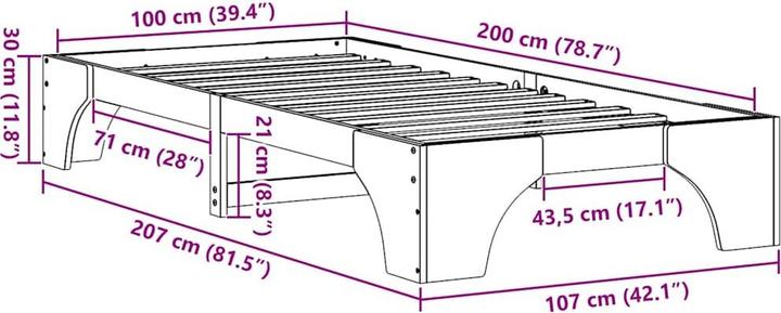 Actual product image vidaXL Bedstead (100 x 200 cm)