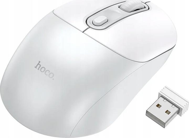 Actual product image Hoco Headphone with microphone wireless computer mouse 2.4G GM28 white gray (Wireless)