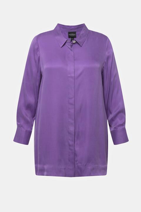 Immagine prodotto Ulla Popken Blusa con Cupro, collo da camicia e maniche lunghe (54, 56)