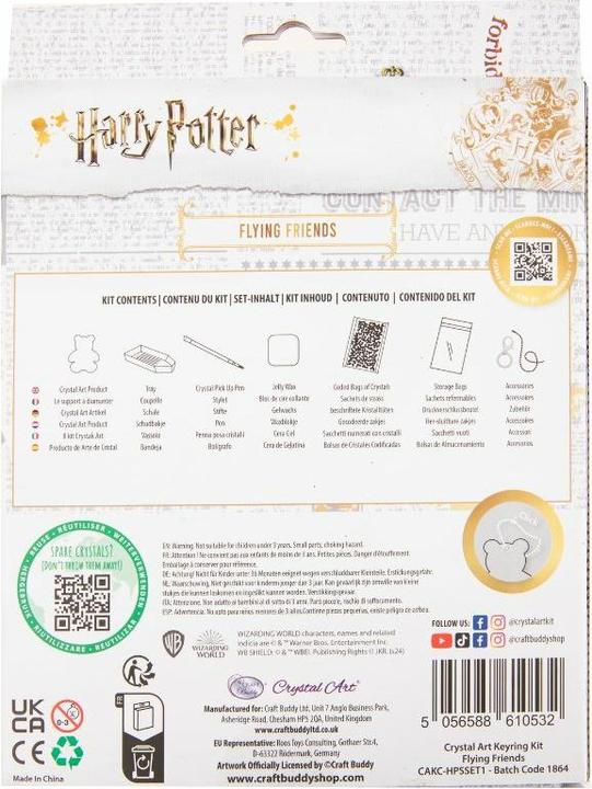 Actual product image Craft Buddy Flying friends, Crystal Art key ring 3 pieces