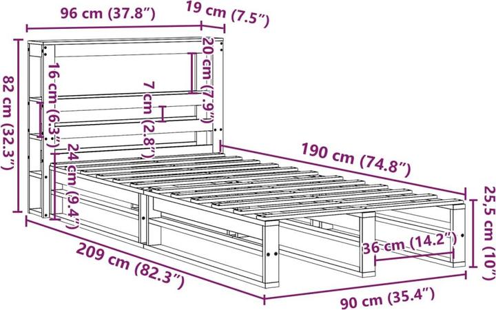 Image du produit vidaXL Bettrahmen (90 x 190 cm)