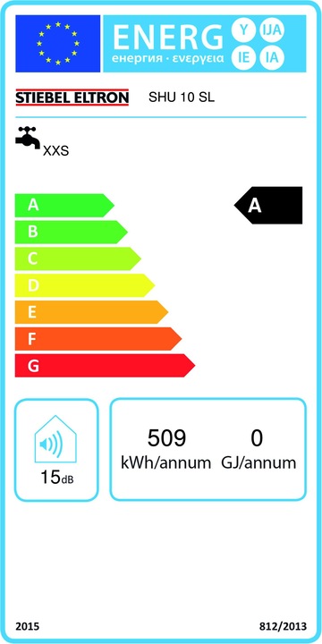 Energy Label Stiebel Eltron SHU 10 SL Under-sink boiler 10 l with plug, pressure-resistant, 2 kW, infinitely variable