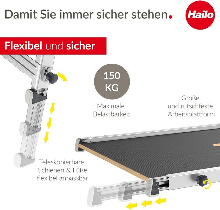 Image du produit Hailo TP1, Palier d'escalier, La solution innovante et sûre pour rénover et décorer votre cage d'escalier (Plate-forme de travail, 120 cm)