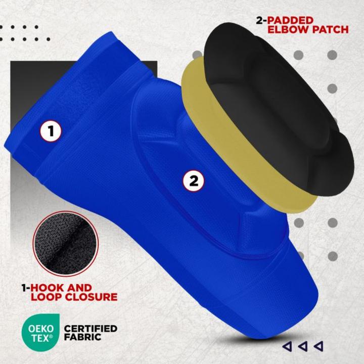 Produktbild Rdx Ellenbogenschutz aus Schaumstoff Blau/Weiss-L (L, Ellbogenschoner, Paar)