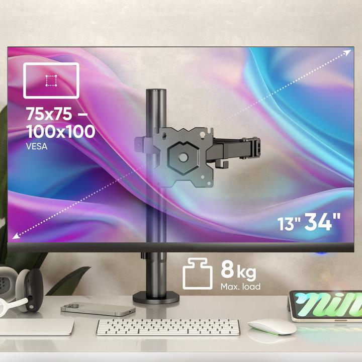 Actual product image Onkron swivel Desk Mount for Monitor, 13 to 34" max 8 kg, black (34", 8 kg)