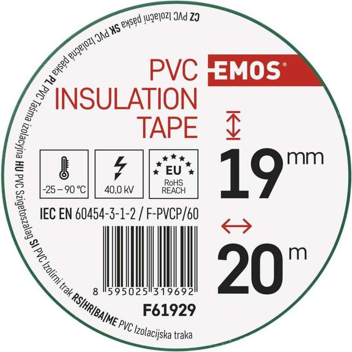 Actual product image Emos Insulating tape PVC 19mm/20m green, 10 pcs. (19 mm)