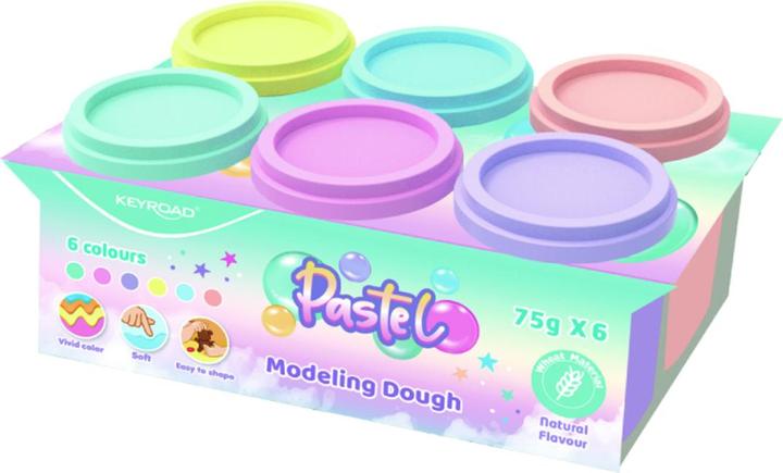 Keyroad Knete, 6 pastellfarben x 75 g, box