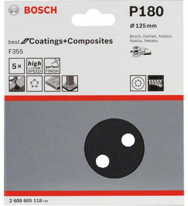 Produktbild Bosch Professional Zubehör PRO F355 Schleifblatt, 125 mm, G180 (180)