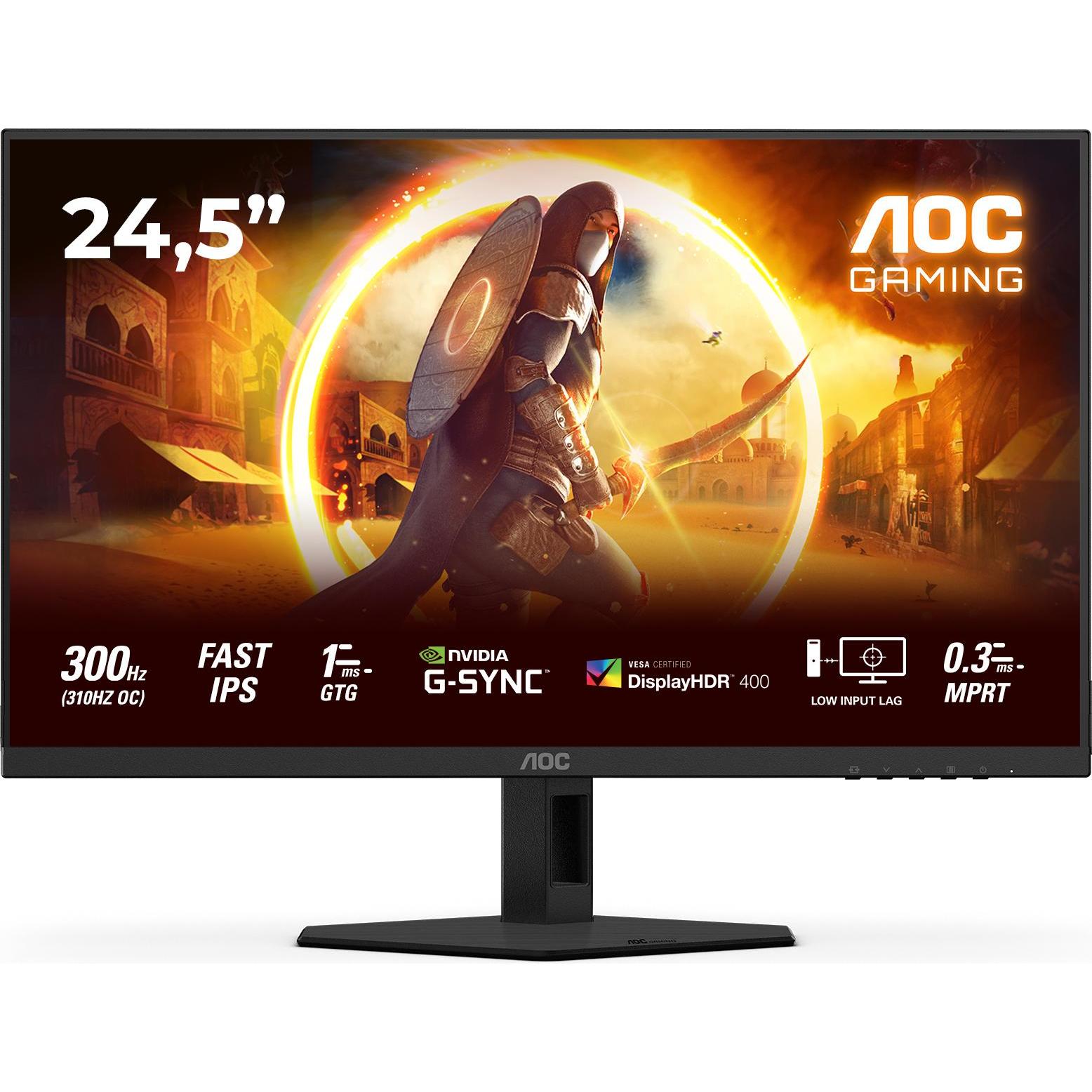 AOC 4SRE Fast IPS Monitor,,, 2x HDMI, DisplayPort (1920 x 1080 Pixel, 24.50"), Monitor, Rot, Schwarz