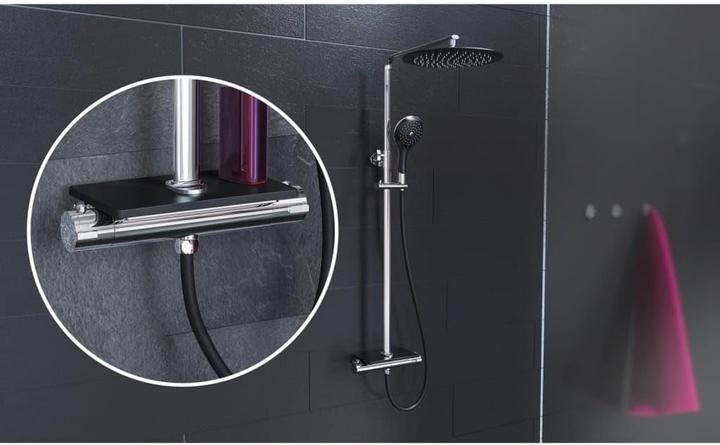 Produktbild Eisl Regendusche Bad GRANDE VITA Überkopfbrause-Set Schwarz Thermostat Duschsystem Regenbrause DX1103CST