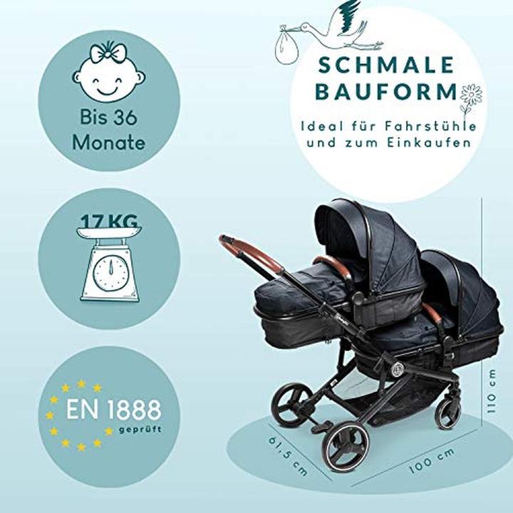 Produktbild BabyGo Geschwisterwagen Twinner Grey
